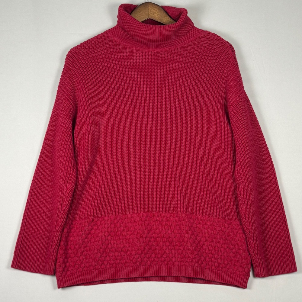 Calvin Klein Turtleneck Sweater Womens Medium Red NWOT Textured Hem Ribbed Knit